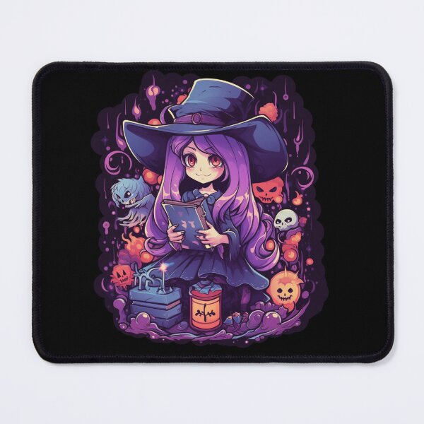 Item preview, Kawaii Spellcaster: Witch Cute Purple Bats Skulls Magic Halloween Fantasy Dark Neon designed and sold by DigiNook.