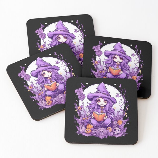 Item preview, Kawaii Spellcaster: Witch Cute Purple Bats Skulls Magic Halloween Fantasy Dark Neon designed and sold by DigiNook.