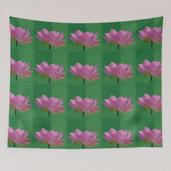 Item preview, Pink Lotus Flower on Green Background designed and sold by Nisha Prabhu.