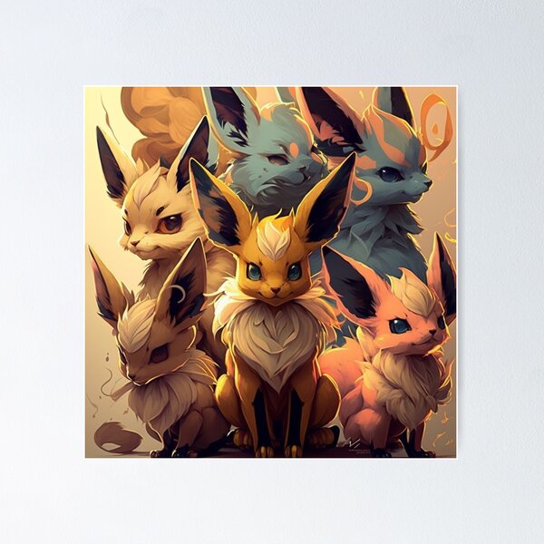 Abstract Pokemon Eeveelutions Poster Eevee Umbreon Leafeon Canvas