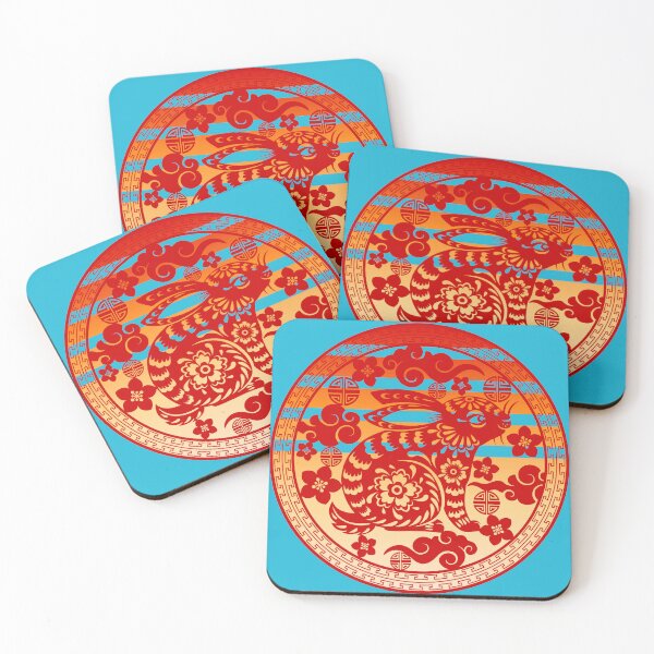 Item preview, chinese golden red relief paper cut art rabbit designed and sold by MerryCrown.