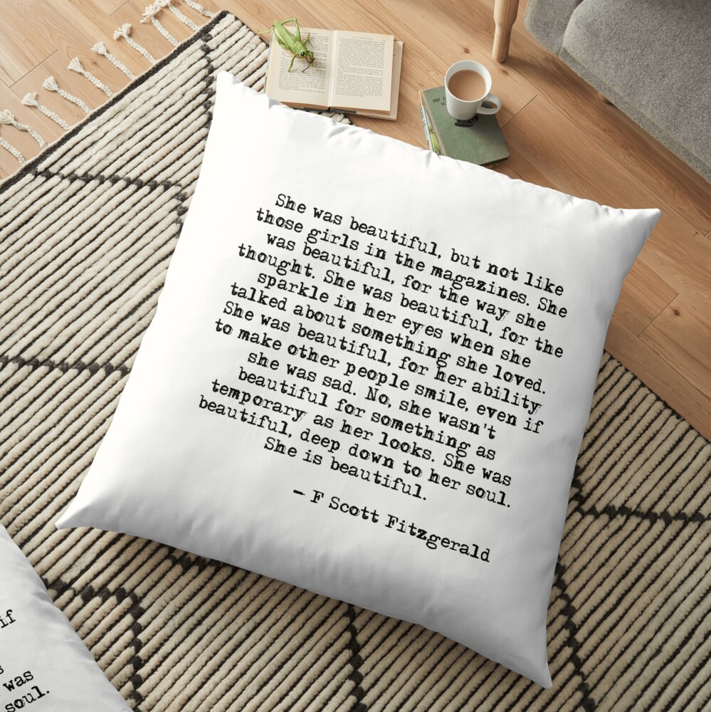 She was beautiful - F Scott Fitzgerald Floor Pillow