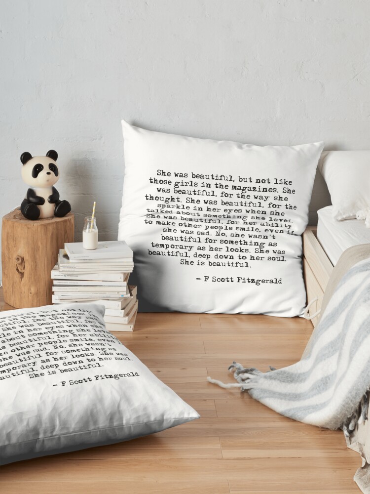 Alternate view of She was beautiful - F Scott Fitzgerald Floor Pillow