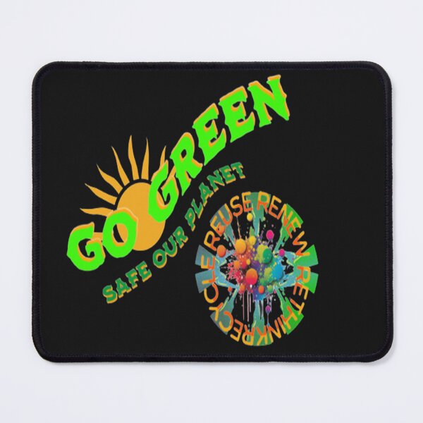 Item preview, Go Green Safe our Planet Recycle Reuse Renew Rethink Crisis Environmental Activism Earth Day Lettering Design, go green safe our planet design inspired by nature designed and sold by Adri Barnard.
