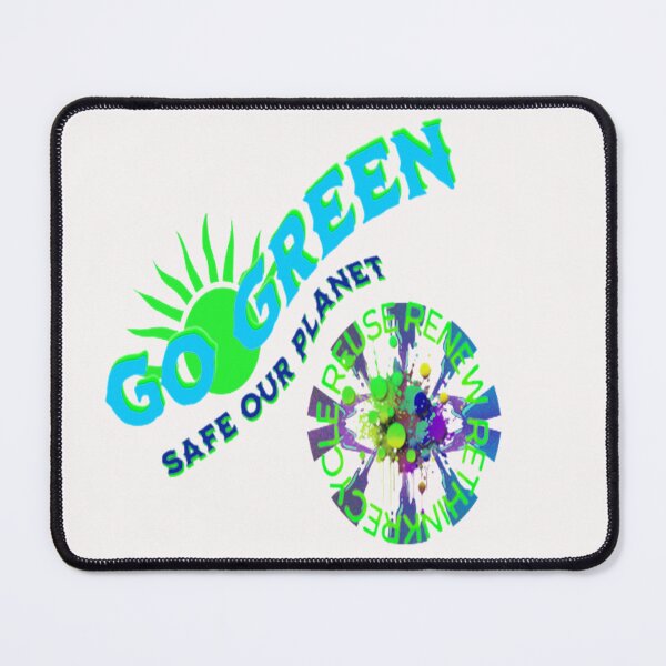 Item preview, Go Green Safe our Planet 2 Recycle Reuse Renew Rethink Crisis Environmental Activism Earth Day Lettering Design, go green safe our planet design inspired by nature designed and sold by Adri Barnard.