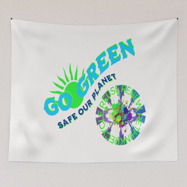 Item preview, Go Green Safe our Planet 2 Recycle Reuse Renew Rethink Crisis Environmental Activism Earth Day Lettering Design, go green safe our planet design inspired by nature designed and sold by Adri Barnard.