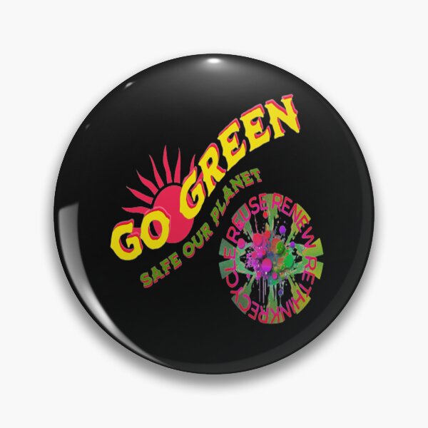 Item preview, Go Green Safe our Planet 3 Recycle Reuse Renew Rethink Crisis Environmental Activism Earth Day Lettering Design, go green safe our planet design inspired by nature designed and sold by Adri Barnard.
