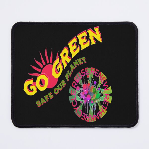 Item preview, Go Green Safe our Planet 3 Recycle Reuse Renew Rethink Crisis Environmental Activism Earth Day Lettering Design, go green safe our planet design inspired by nature designed and sold by Adri Barnard.