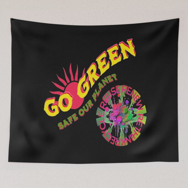 Item preview, Go Green Safe our Planet 3 Recycle Reuse Renew Rethink Crisis Environmental Activism Earth Day Lettering Design, go green safe our planet design inspired by nature designed and sold by Adri Barnard.