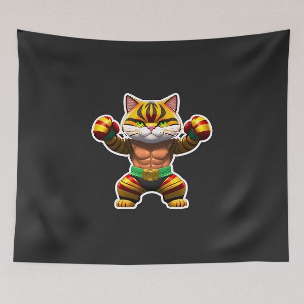 Item preview, Cat boxer in gloves designed and sold by IrinaGuArt.