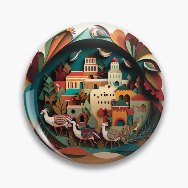Item preview, three beautiful birds with colorful landscape in the background designed and sold by artpapercuts.