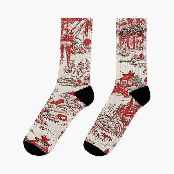 Item preview, China Garden Tea House Chinoiserie - Red and White designed and sold by Kentala.