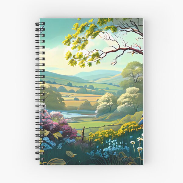 Artikelvorschau, Englische Landschaft aus fließenden Wiesen und bewaldeten Hügeln entworfen und verkauft von AIArtShopPro.