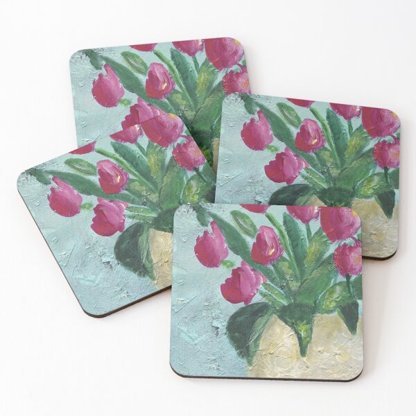 Item preview, Textured painting of tulips in a vase designed and sold by AnissaF.