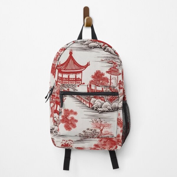 Item preview, Chinoiserie - Red and White Ming Dynasty Willow Pattern Linen designed and sold by Kentala.