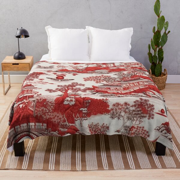 Item preview, Chinoiserie China garden - red and white porcelain bed linen designed and sold by Kentala.