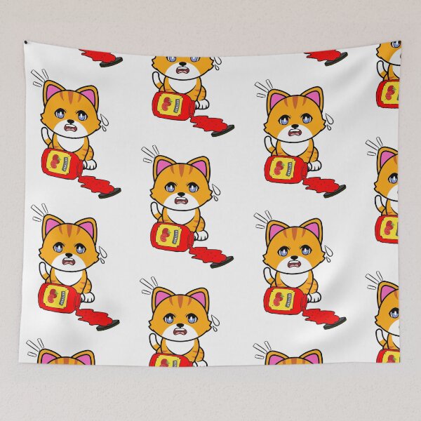 Item preview, Cute orange cat Spilled Tomato Ketchup designed and sold by Pet Station.