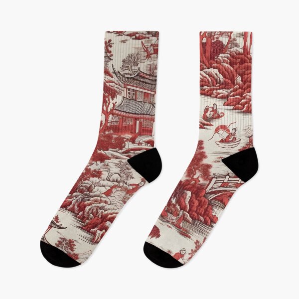 Item preview, China garden - red and white chinoiserie linens designed and sold by Kentala.