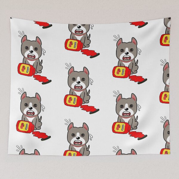 Item preview, Cute Grey Dog Spilled Tomato Ketchup designed and sold by Pet Station.
