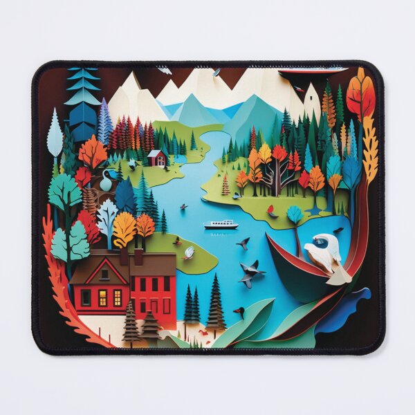 Item preview, hidden landscape with rivers and mountains designed and sold by artpapercuts.
