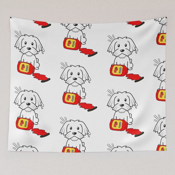 Item preview, Cute White Dog Spilled Tomato Ketchup designed and sold by Pet Station.