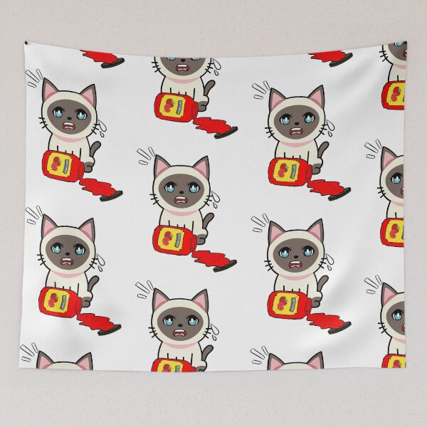 Item preview, Cute siamese cat Spilled Tomato Ketchup designed and sold by Pet Station.