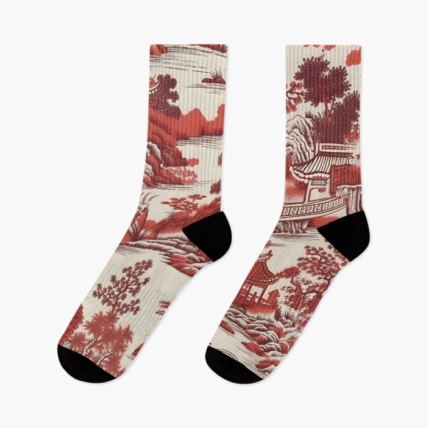Item preview, China garden - chinoiserie red and white leggings designed and sold by Kentala.