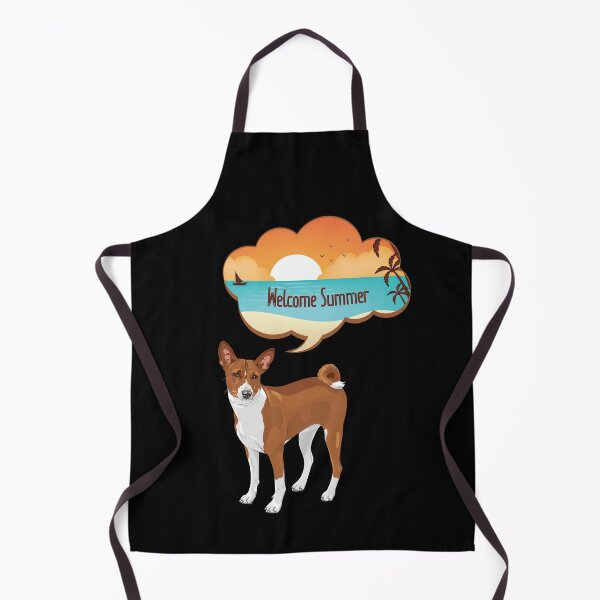 Item preview, Basenji Dog with Welcome Summer Beach Sunset Bubble designed and sold by SeasonalDogs.