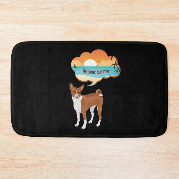 Item preview, Basenji Dog with Welcome Summer Beach Sunset Bubble designed and sold by SeasonalDogs.