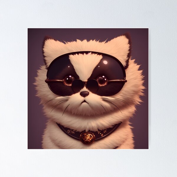 Item preview, Cute Cat Kawaii Fur Ball With Designer Sunglasses Morgan - Kawaii Cute designed and sold by internlvisions.