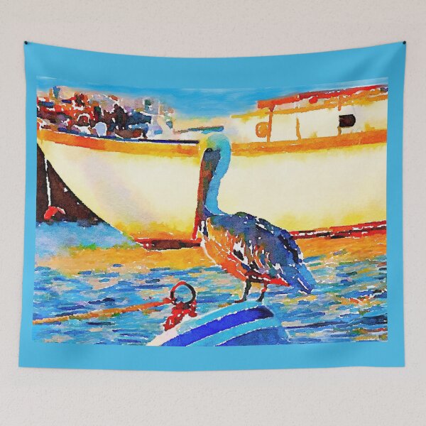 Item preview, Pelican on Buoy, life in the bay, boat harbor, scenic, digitized image, gift for mom, gift for friend designed and sold by LuluLaRock.