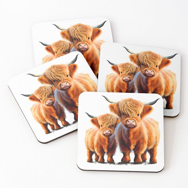 Item preview, Super cute illustration of a High Land mama cow and her sweet baby.  designed and sold by KortsaCrea.