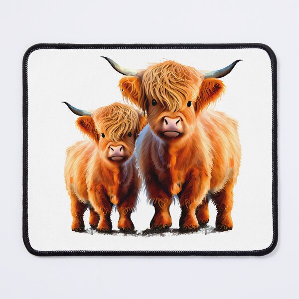 Item preview, Super cute illustration of a High Land mama cow and her sweet baby. designed and sold by KortsaCrea.