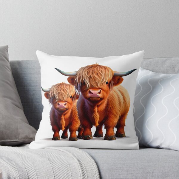 Item preview, Cute illustration of a High Land longhaired mama cow and her little baby.  designed and sold by KortsaCrea.