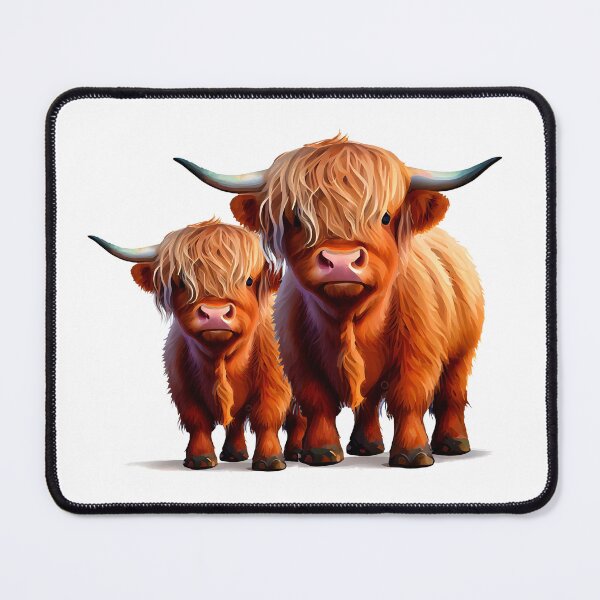 Item preview, Cute illustration of a High Land longhaired mama cow and her little baby. designed and sold by KortsaCrea.