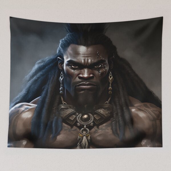 Item preview, Black African Barbarian Warrior Fearless Ancestor Abstract Art designed and sold by MasterArtsman.