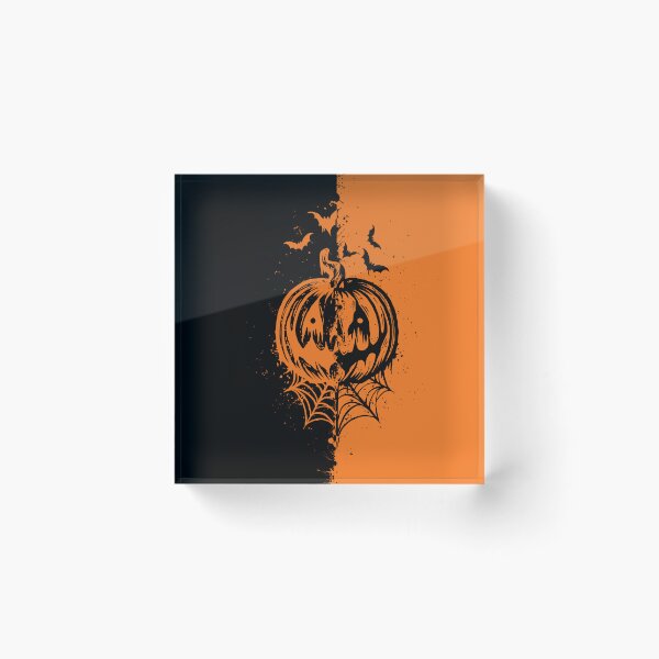 Artikelvorschau, Orangefarbener Kürbis mit Fledermäusen und Spinnweben entworfen und verkauft von frydasdesigns.
