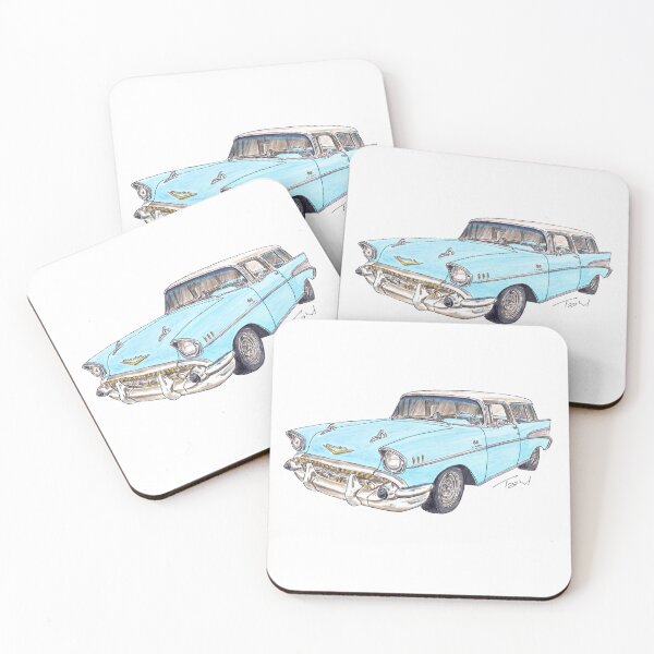 Item preview, 1957 Belair Nomad Wagon - White & Larkspur Blue designed and sold by WheelsinArt.