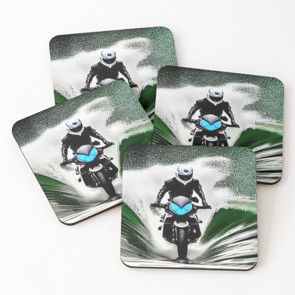 Item preview, Motorcycle driver runs into a puddle in the rain  designed and sold by JaroDesign2023.
