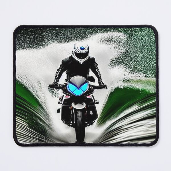 Item preview, Motorcycle driver runs into a puddle in the rain designed and sold by JaroDesign2023.