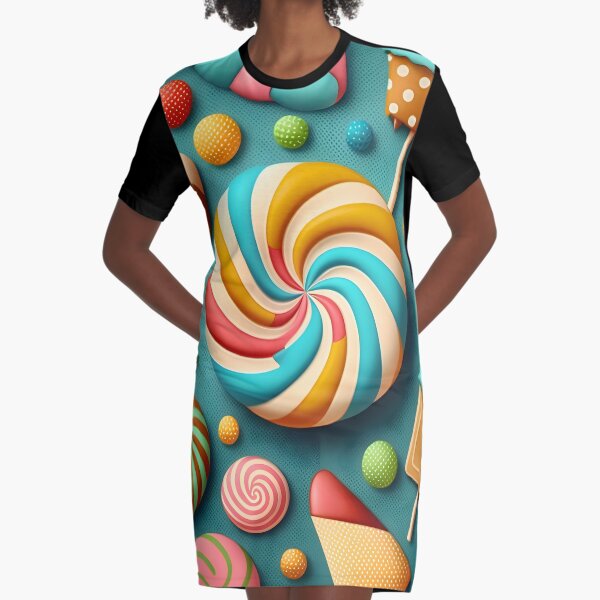 Candies pattern Graphic T-Shirt Dress