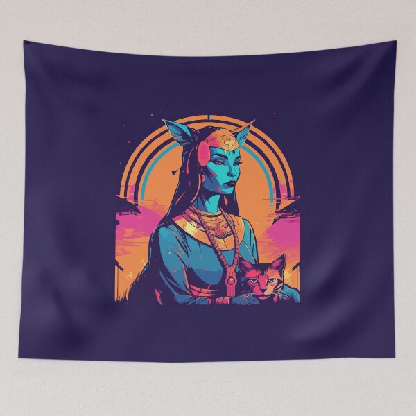 Item preview, Synthwave Bastet designed and sold by 8bitbubbles.