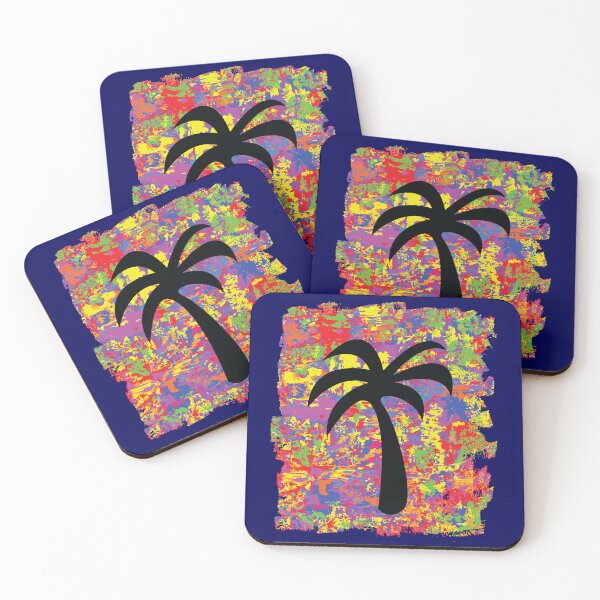 Item preview, Palm Tree Silhouette With Abstract Vibrant Background designed and sold by Sketchypenface.