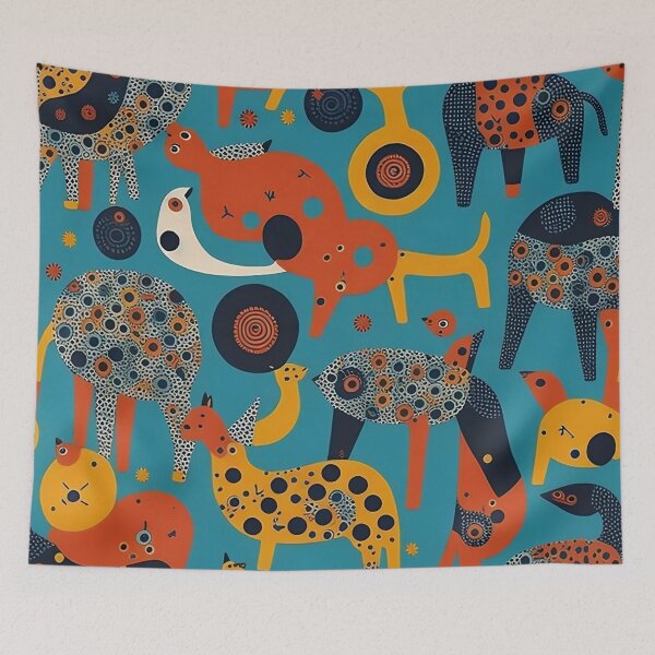 Item preview, Un patrón repetitivo multicolor de formas de animales. designed and sold by Gary Gable.