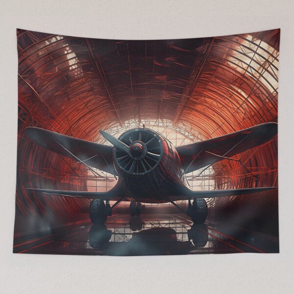 Item preview, Red plane in hangar designed and sold by Cr-AI-tive.