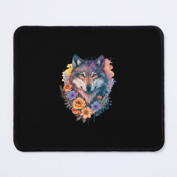 Artikelvorschau, Bunter Wolf mit Blumen entworfen und verkauft von MagicWardrobe.