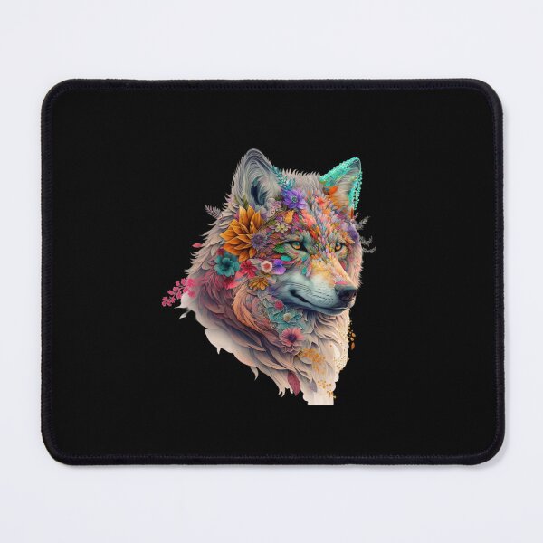 Item preview, Colorful wolf with flowers designed and sold by MagicWardrobe.