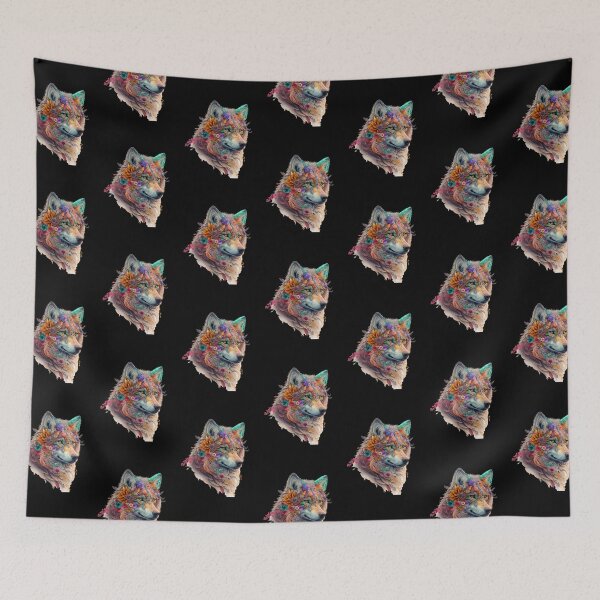 Item preview, Colorful wolf with flowers designed and sold by MagicWardrobe.