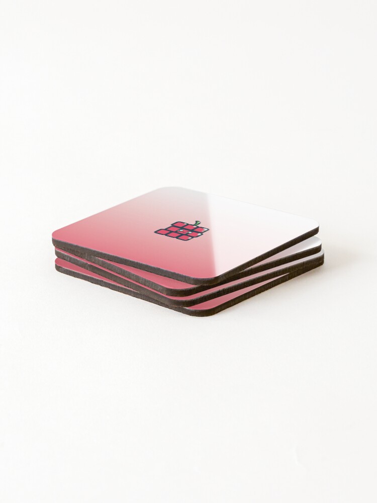 Thumbnail 4 of 5, Coasters (Set of 4), Cute Square Raspberry Illustration Panic-Graphics designed and sold by Panic-Graphics.