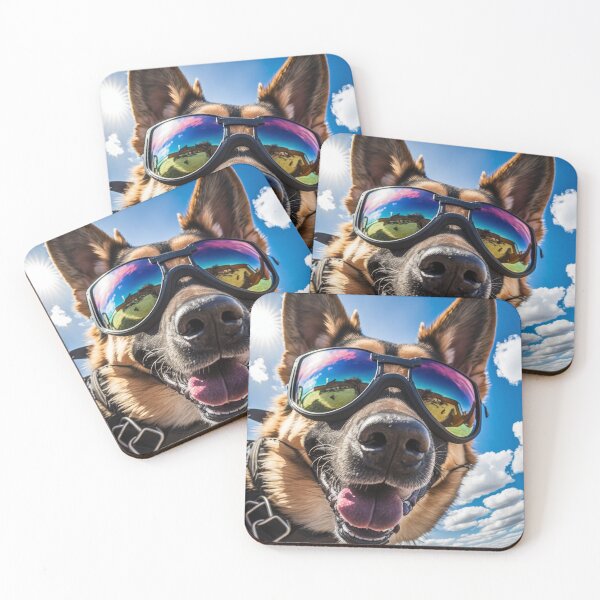 Item preview, Funny German Shepher skydiving wearing sunglasses designed and sold by Tio-Tecun.